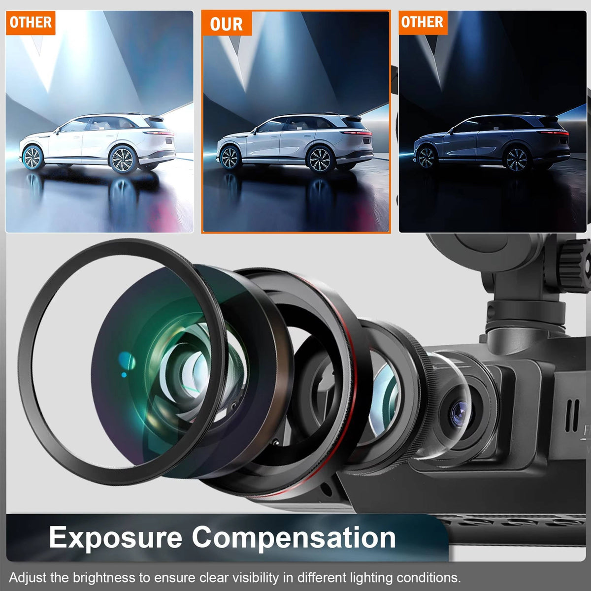 Four Camera Dash Cam System with Infrared Night Vision and Motion Detection