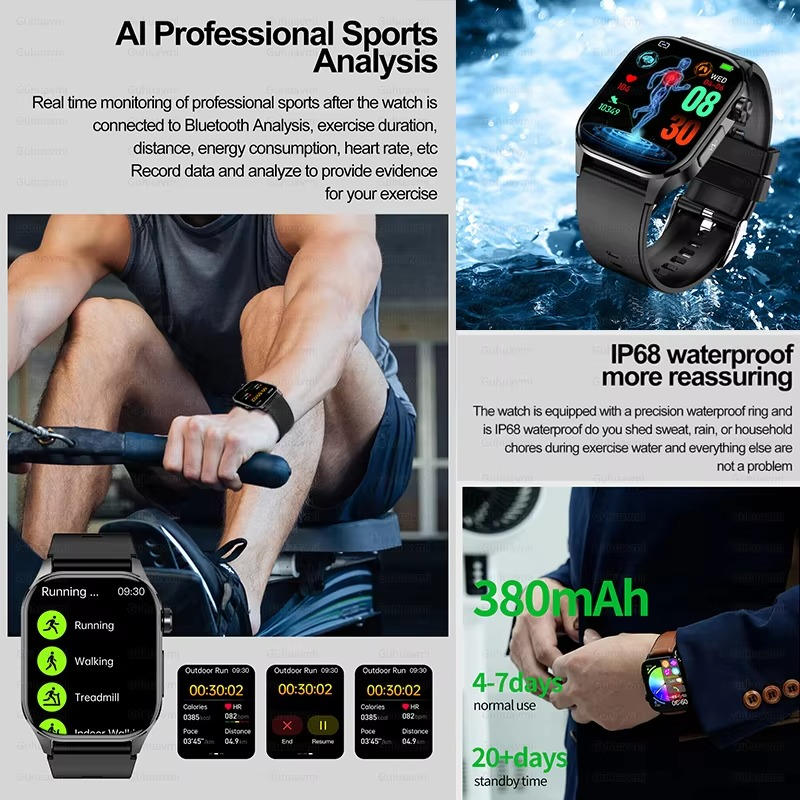 Senior Health Smartwatch with Heart Rate Monitor and Blood Oxygen Sensor, SOS Emergency Button