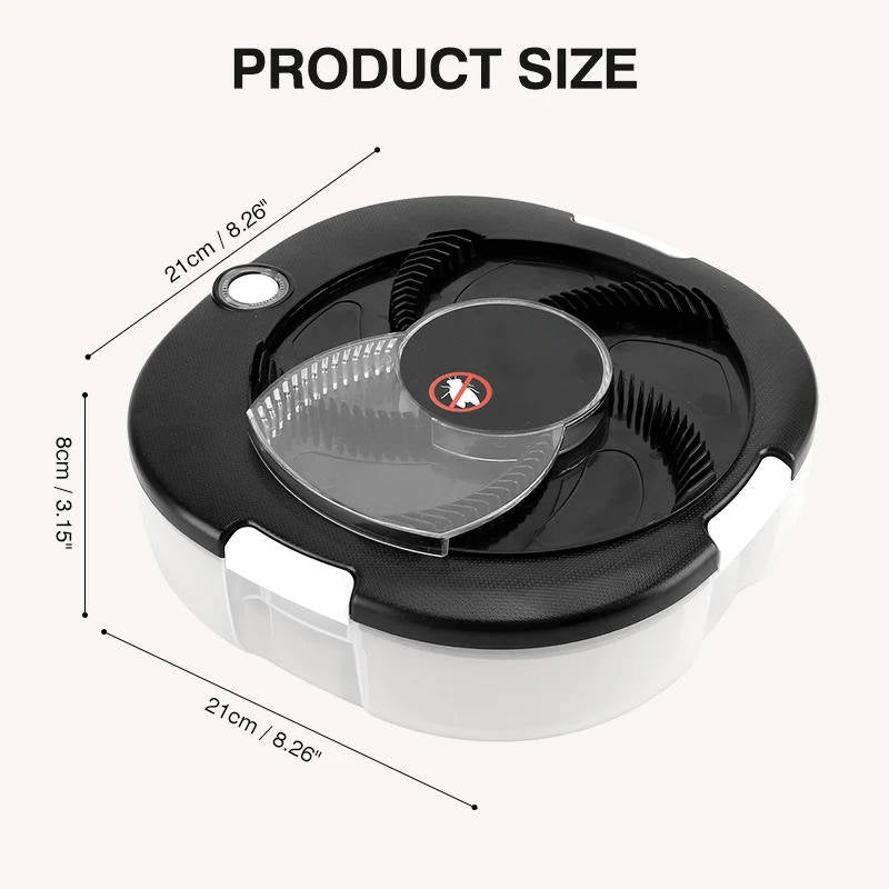Automatic Fly Trap with Rotating Arm and Removable Collection Tray, USB Rechargeable