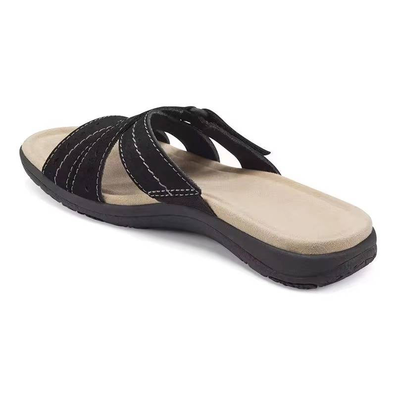 Women's Sandals with Three Point Arch Support and Adjustable Hook Loop Closure