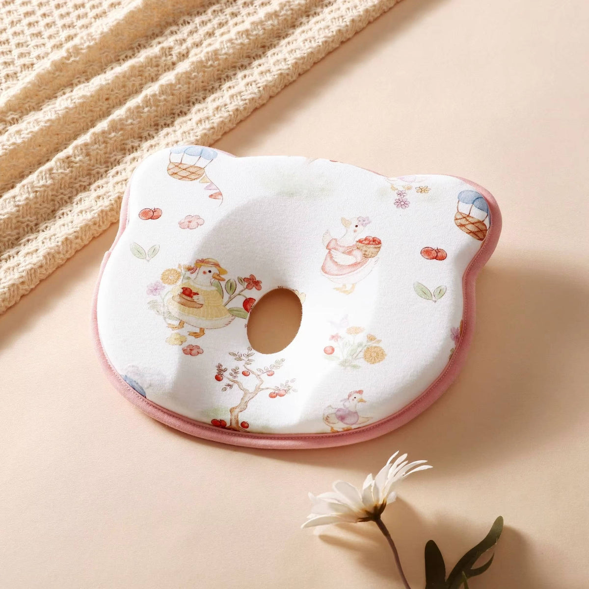 Infant Head Support Pillow with U-Shaped Cradle and Sweat-Absorbent Velvet Cover