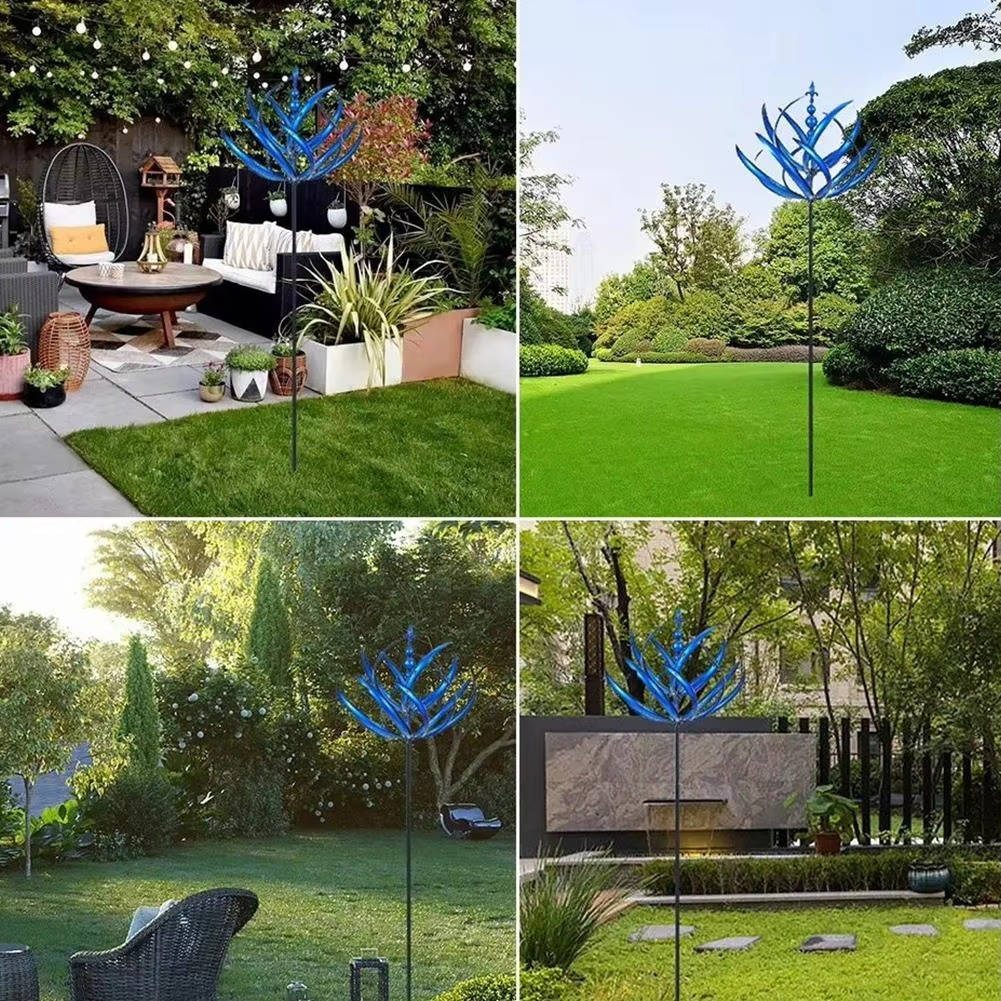 Iron Tulip Wind Spinner with 360-Degree Rotation and Powder Coat Finish