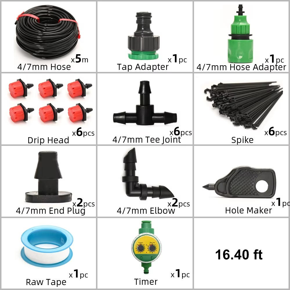 Automatic Garden Watering System with Programmable Timer and Pressure Regulator