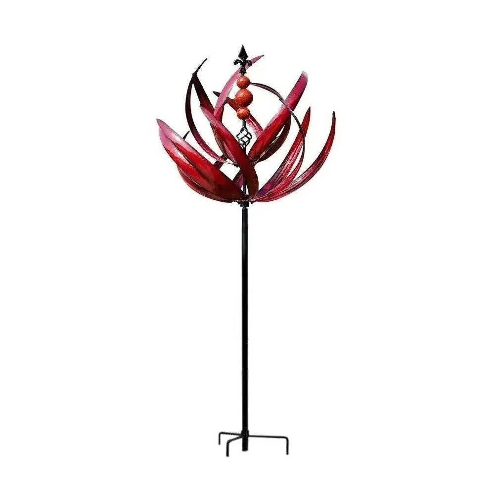 Iron Tulip Wind Spinner with 360-Degree Rotation and Powder Coat Finish