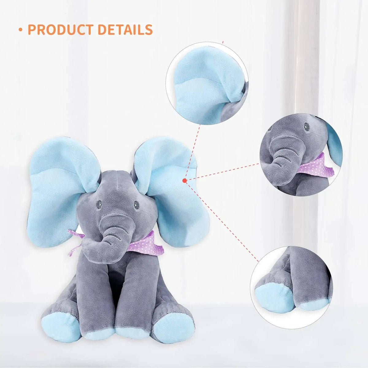 Interactive Plush Elephant with Peekaboo and Singing Modes for Toddlers
