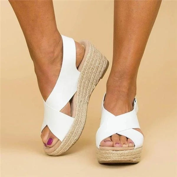 Orthopedic Wedge Sandals with Adjustable Cross Straps and Arch Support