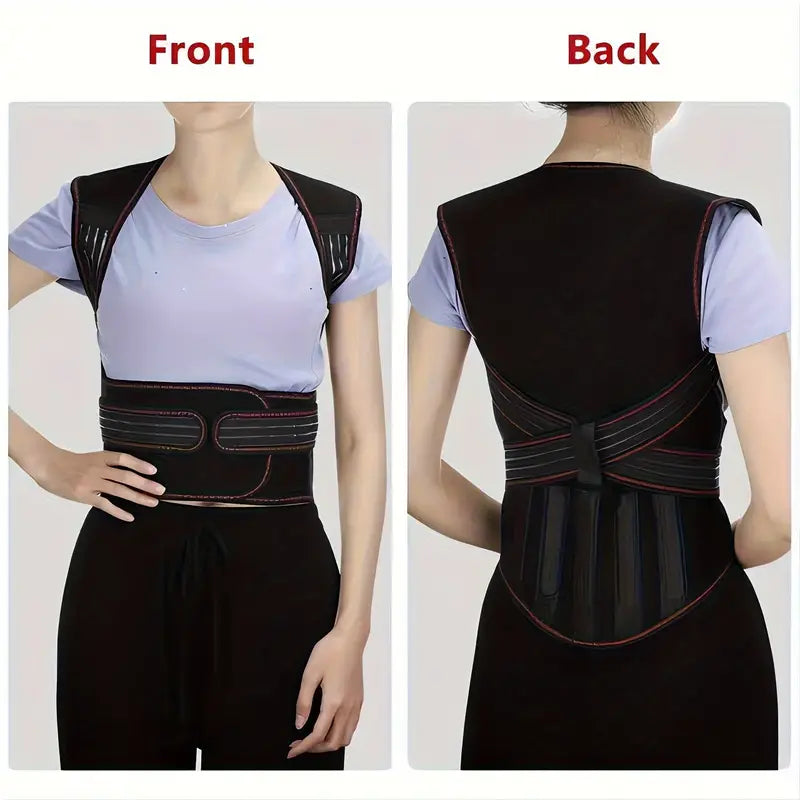Adjustable Posture Support Brace with 108 Magnets and Rigid Spine Plates