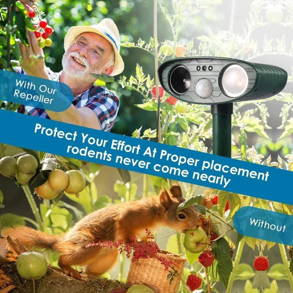 Solar Animal Repeller with Motion Sensor and Flashing Light, 30ft Range 4-Pack