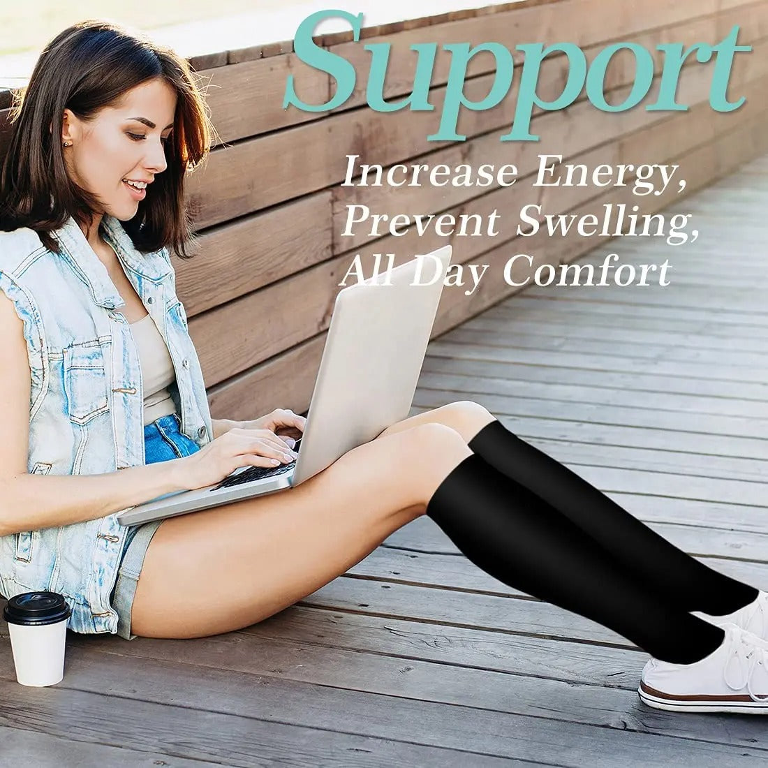 Graduated Compression Socks with Moisture Wicking and Reinforced Heel, 6 Pairs