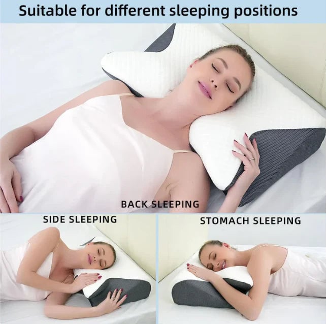 Memory Foam Cervical Pillow with Contoured Support and Breathable Cover, Multi-Position Design