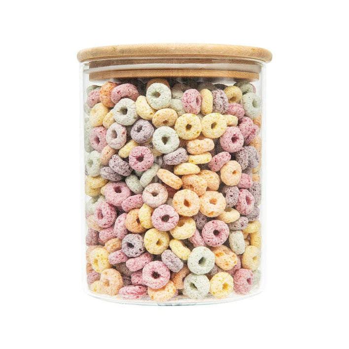 Clear Glass Storage Canister with Bamboo Lid 2L Large Capacity Stackable, Kitchen Accessories