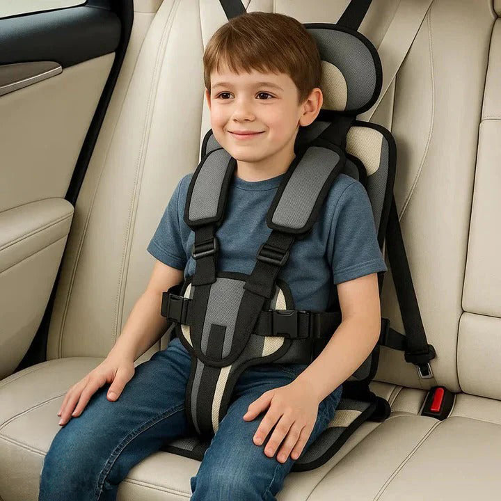 Portable Travel Seat with Five-Point Harness and Machine Washable Fabric for Children Ages 1-14