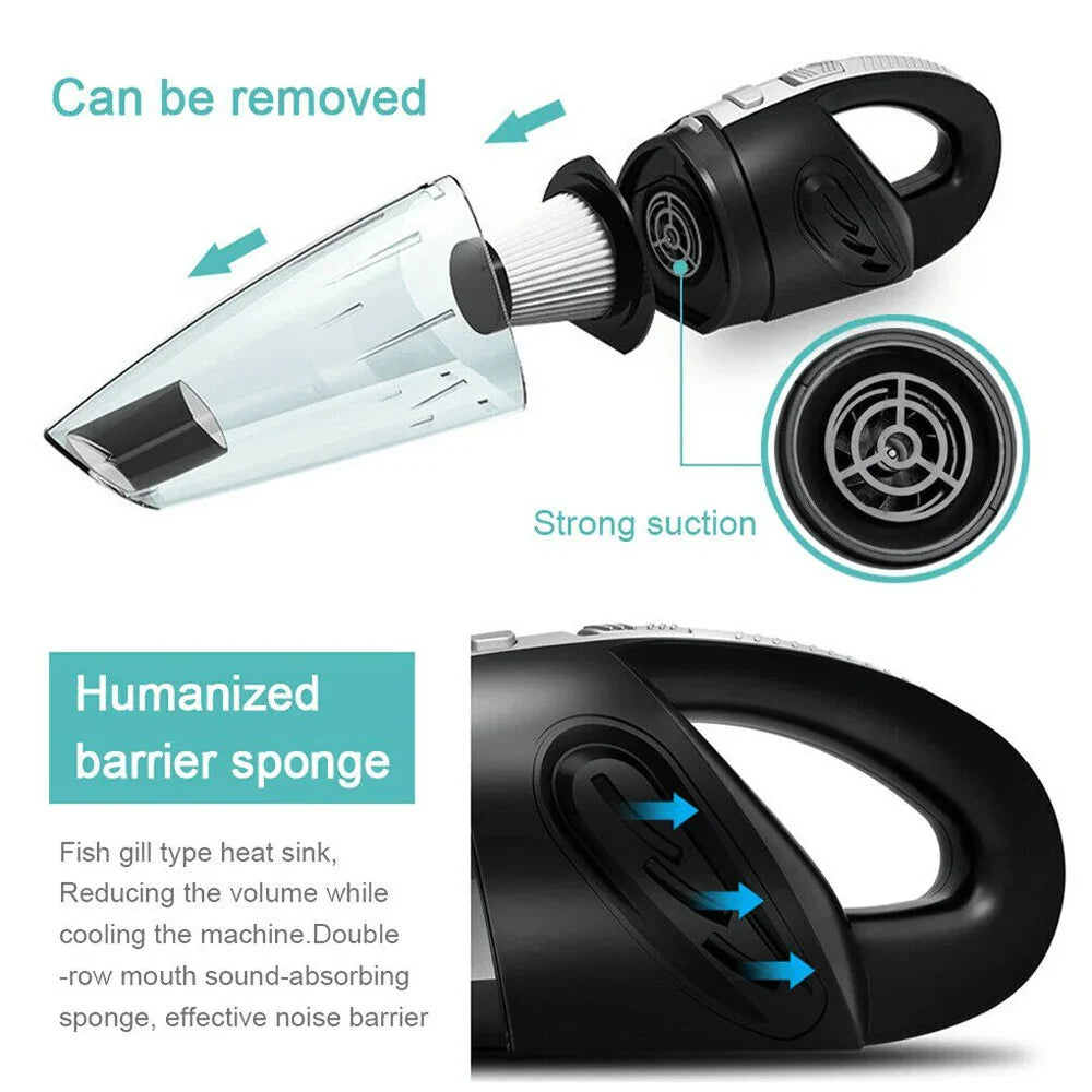 Cordless Handheld Vacuum with 120W Motor and Wet/Dry Cleaning, Multiple Attachments