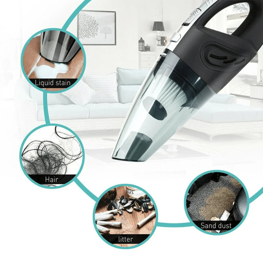 Cordless Handheld Vacuum with 120W Motor and Wet/Dry Cleaning, Multiple Attachments
