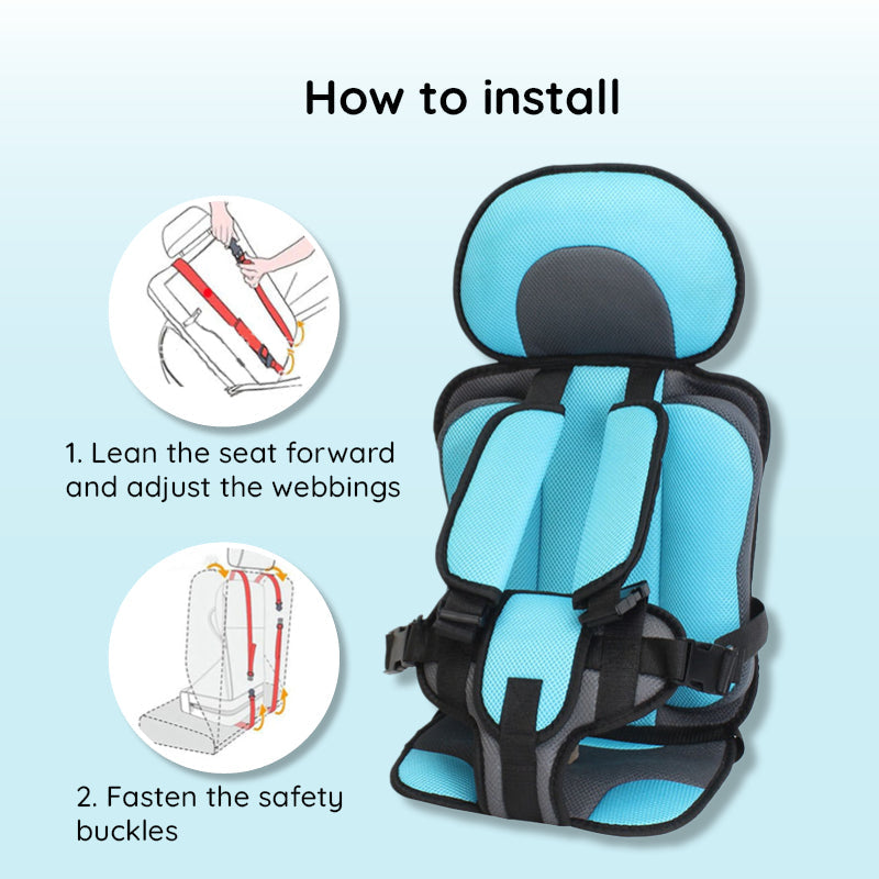 Booster Car Seat Cushion with Five Point Safety Strap and Mesh Lining