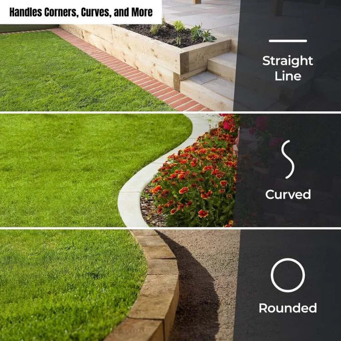 Adjustable Manual Lawn Edger with Rolling Base and Ergonomic Handle, Three Height Settings