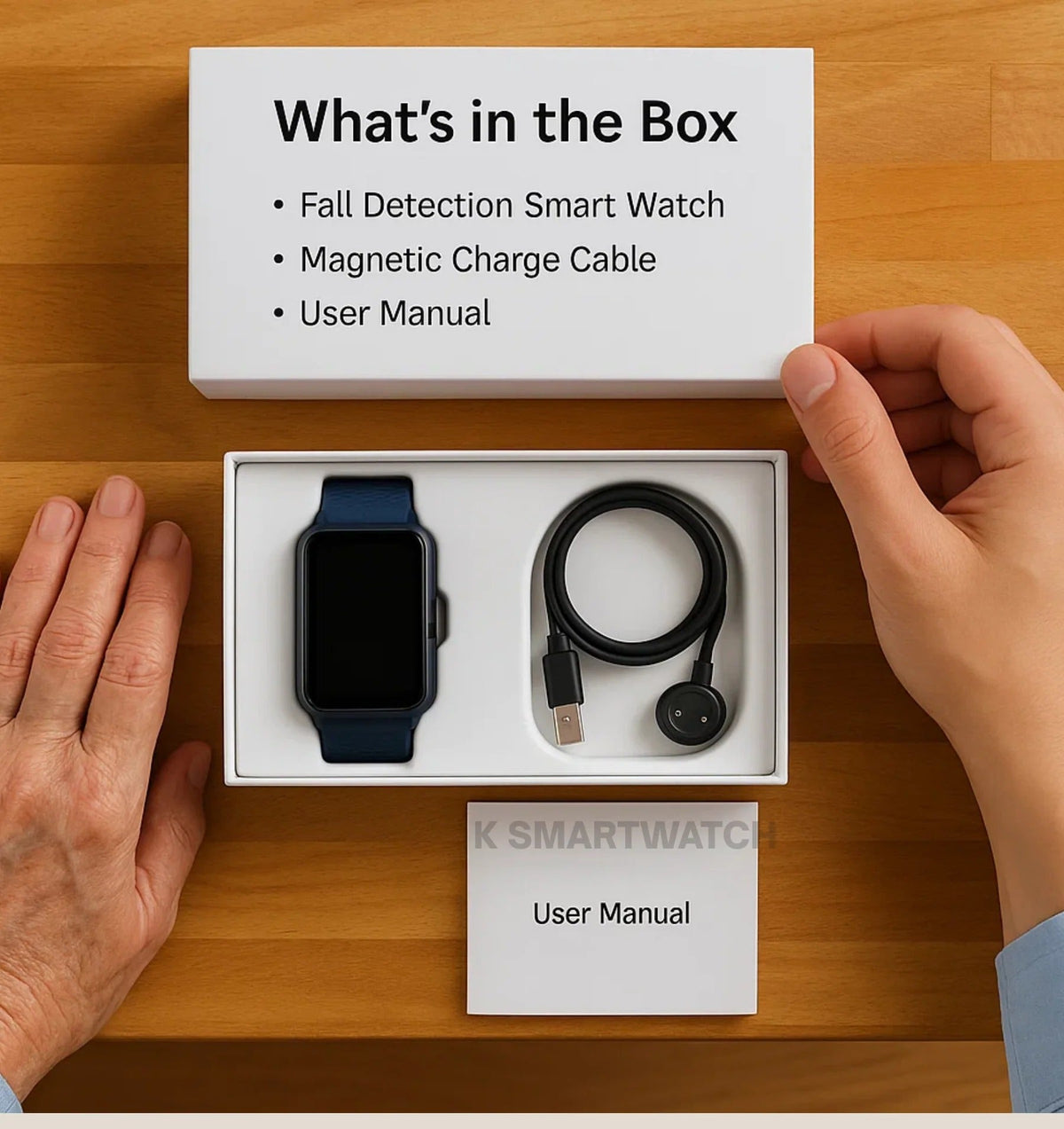 Smartwatch with Automatic Fall Detection and Emergency Location Alerts, IP67 Water Resistant