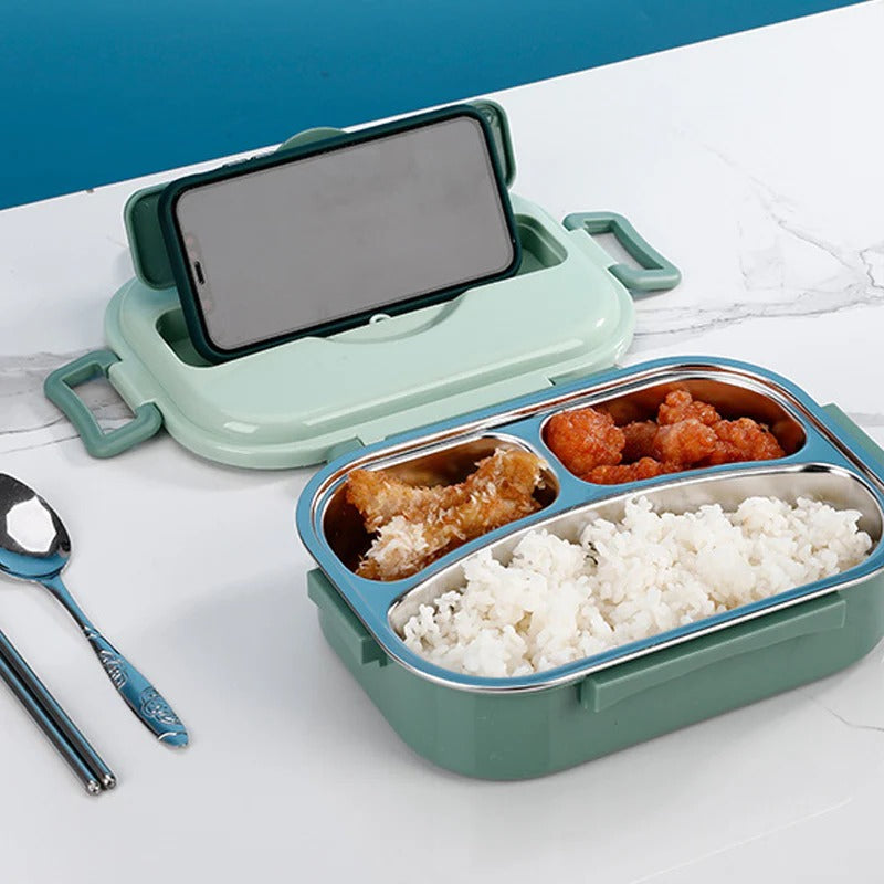 Insulated Bento Box with Snap Lock Seals and Stainless Steel Compartments