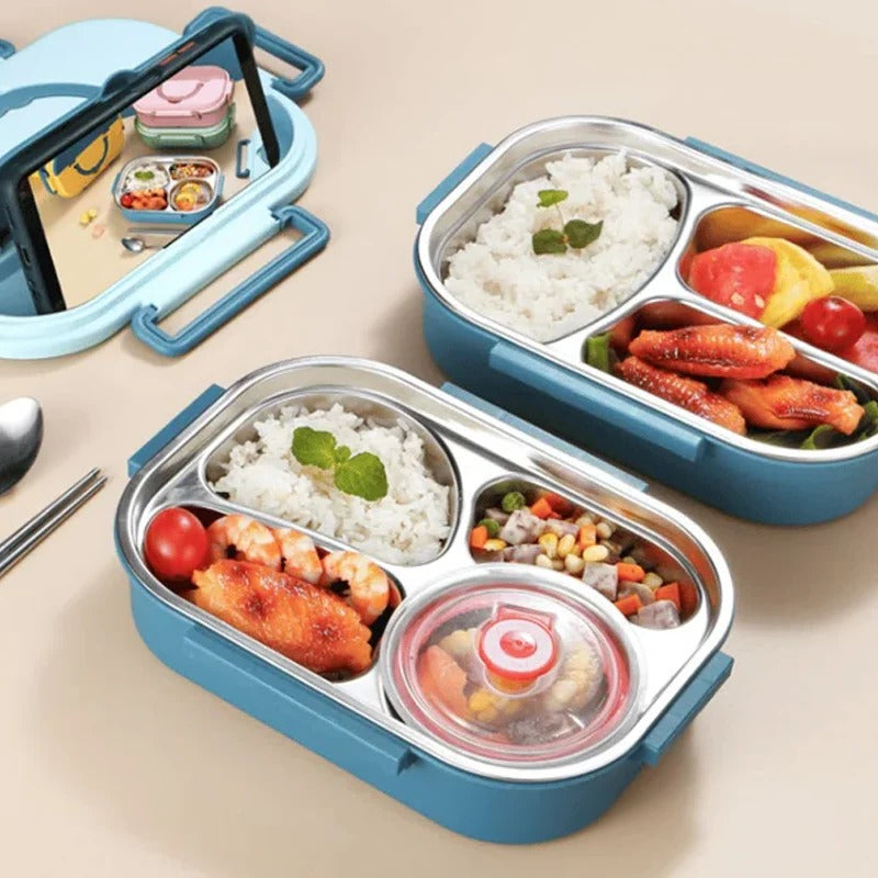 Insulated Bento Box with Snap Lock Seals and Stainless Steel Compartments