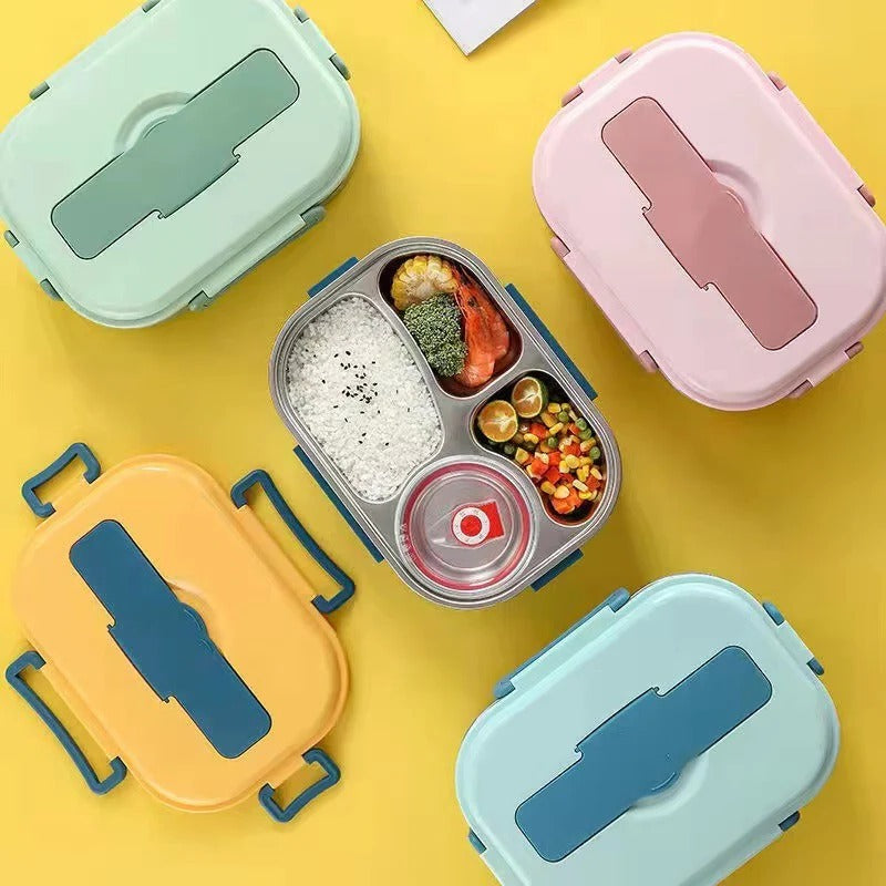 Insulated Bento Box with Snap Lock Seals and Stainless Steel Compartments