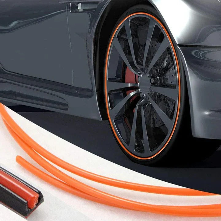 Rubber Wheel Rim Edge Protector Strip with Adhesive Booster, 8 Meter Length