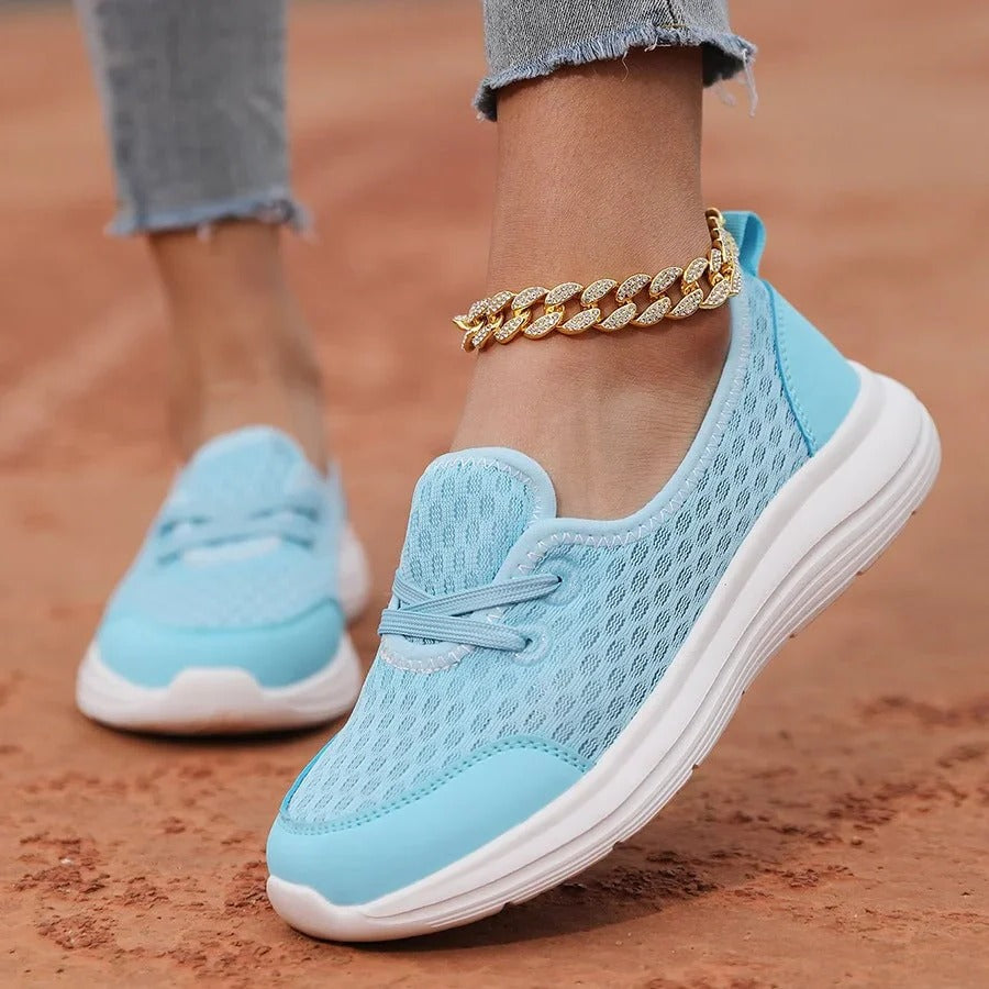 Women's Orthopedic Mesh Shoes with Memory Foam and Three Arch Support, Slip Resistant Sole