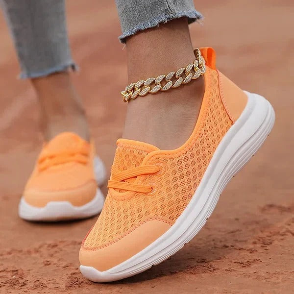 Women's Orthopedic Mesh Shoes with Memory Foam and Three Arch Support, Slip Resistant Sole