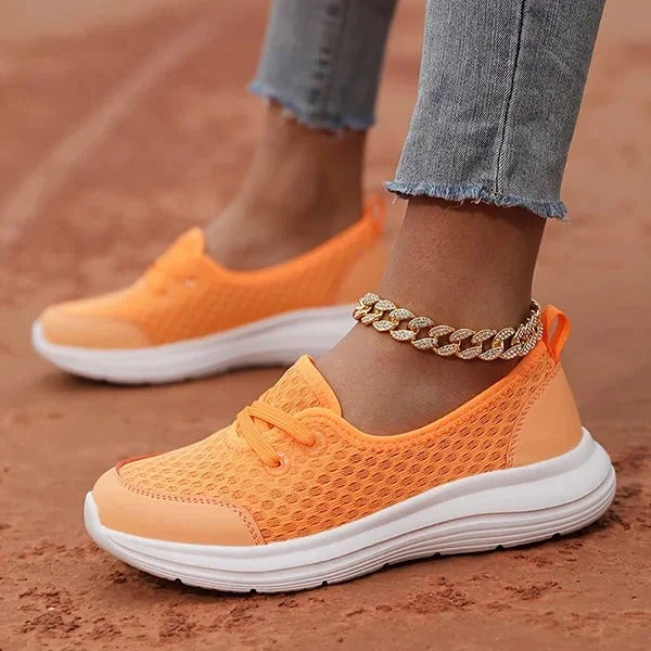 Women's Orthopedic Mesh Shoes with Memory Foam and Three Arch Support, Slip Resistant Sole