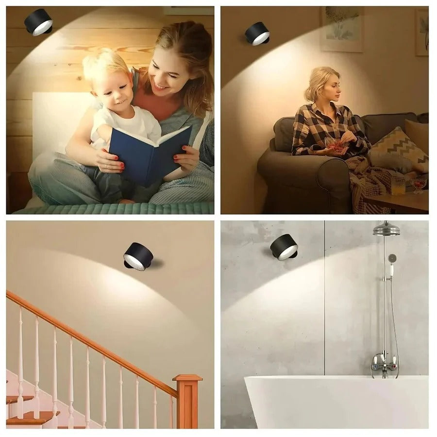 LED Wall Lamp with Touch Control and Adjustable Rotation, 3 Color Modes