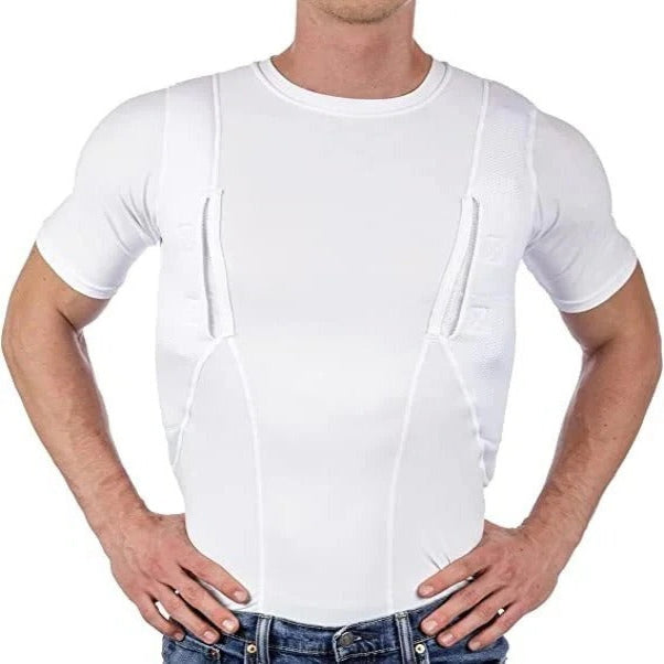 Compression Utility Shirt with Dual Hidden Pockets and Moisture Wicking Fabric