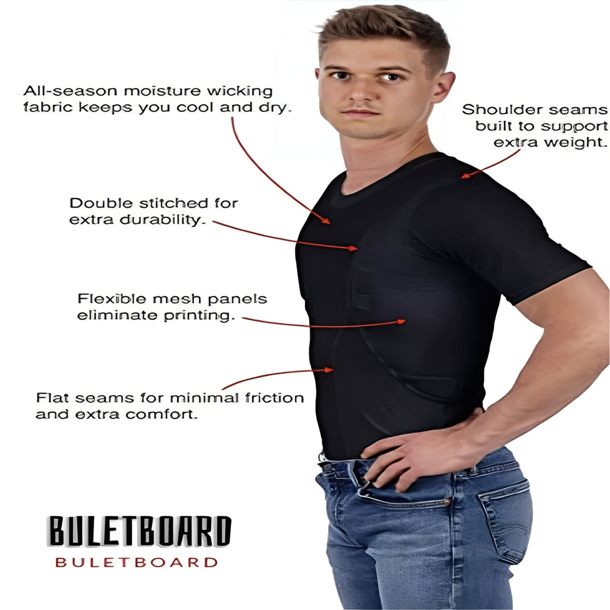 Compression Utility Shirt with Dual Hidden Pockets and Moisture Wicking Fabric