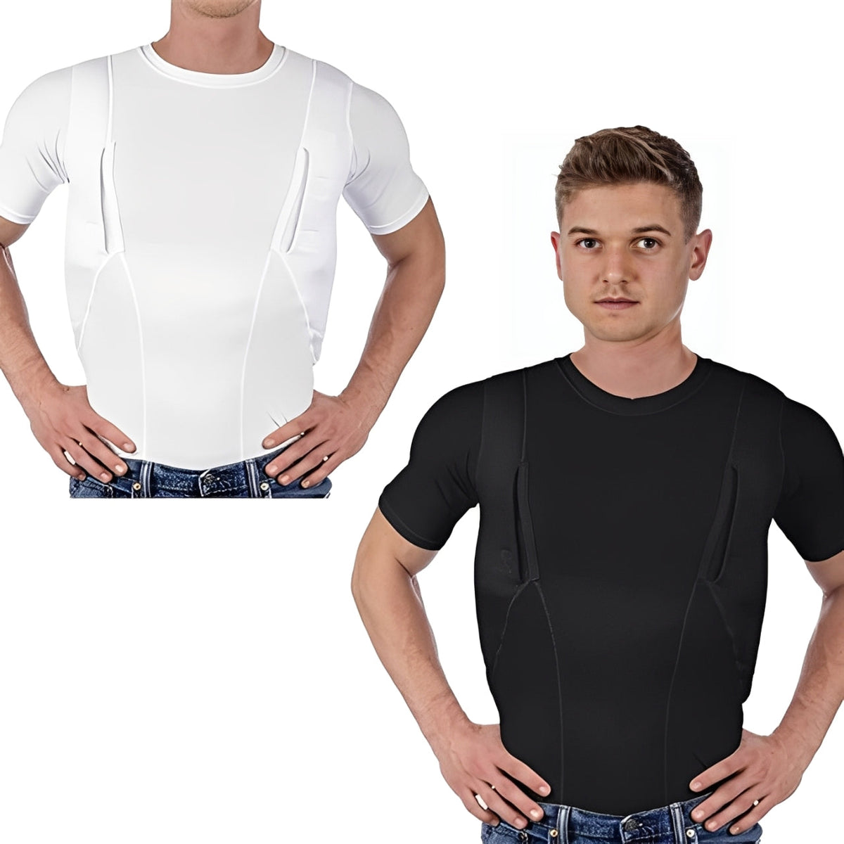 Compression Utility Shirt with Dual Hidden Pockets and Moisture Wicking Fabric