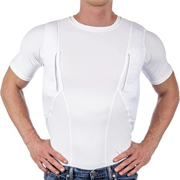 Compression Utility Shirt with Dual Hidden Pockets and Moisture Wicking Fabric