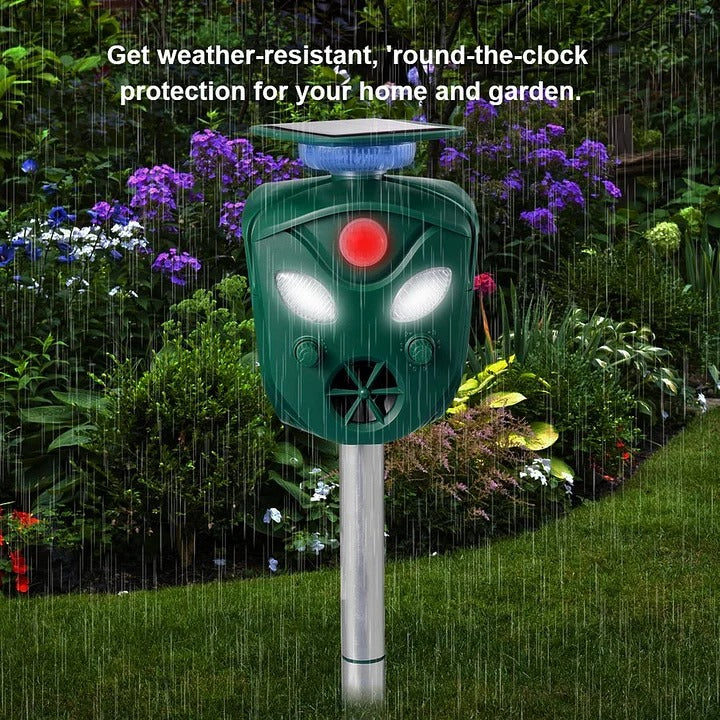 Ultrasonic Animal Repeller with 360-Degree Motion Detection and Solar Charging