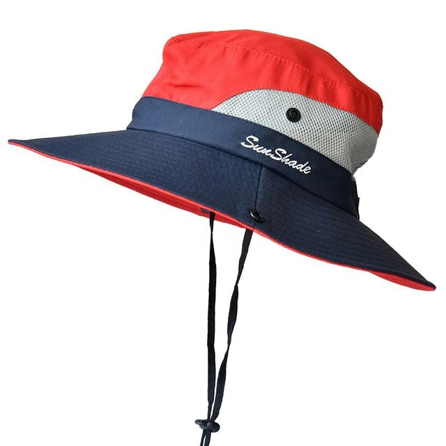 Foldable Sun Hat with Wide Brim and Mesh Ventilation, Water Resistant