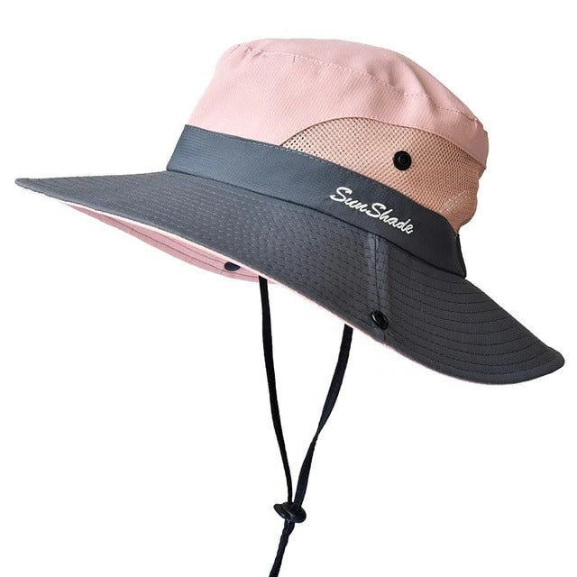 Foldable Sun Hat with Wide Brim and Mesh Ventilation, Water Resistant