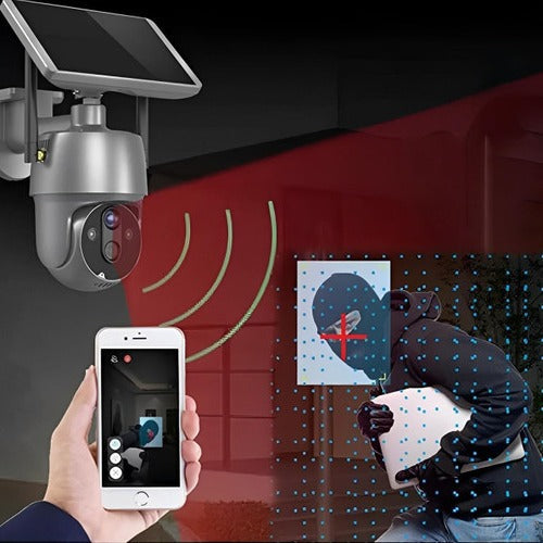 Outdoor Surveillance Camera with Solar Power and 355° Pan Tilt, 1080P HD Night Vision