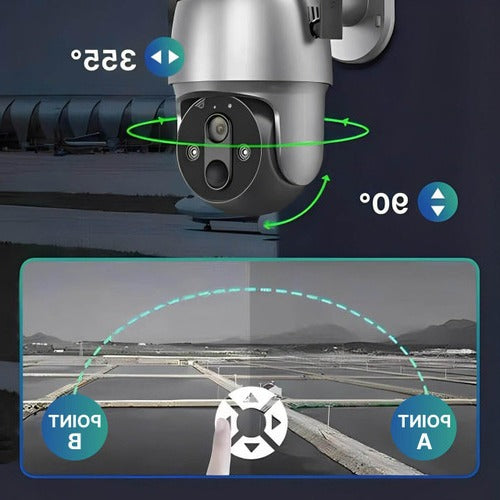 Outdoor Surveillance Camera with Solar Power and 355° Pan Tilt, 1080P HD Night Vision