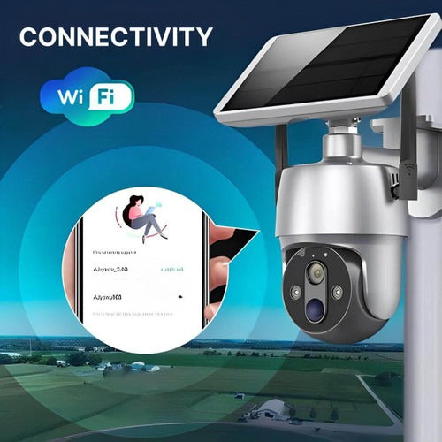 Outdoor Surveillance Camera with Solar Power and 355° Pan Tilt, 1080P HD Night Vision