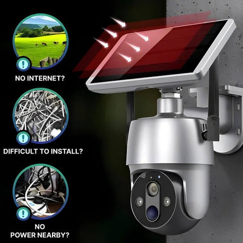 Outdoor Surveillance Camera with Solar Power and 355° Pan Tilt, 1080P HD Night Vision