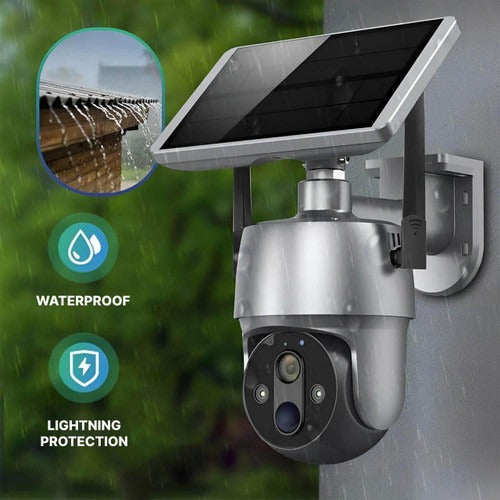 Outdoor Surveillance Camera with Solar Power and 355° Pan Tilt, 1080P HD Night Vision