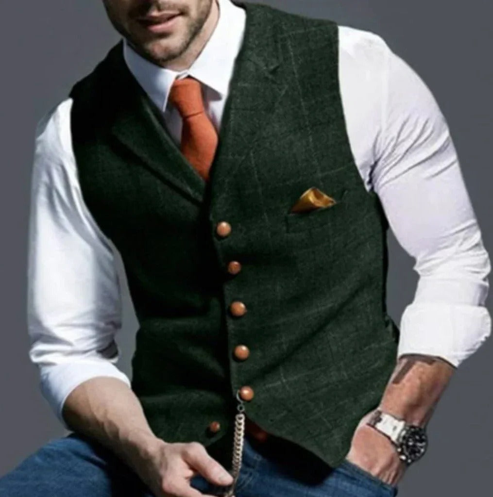 Men's Waistcoat with Six Button Closure and Slim Fit Tailoring