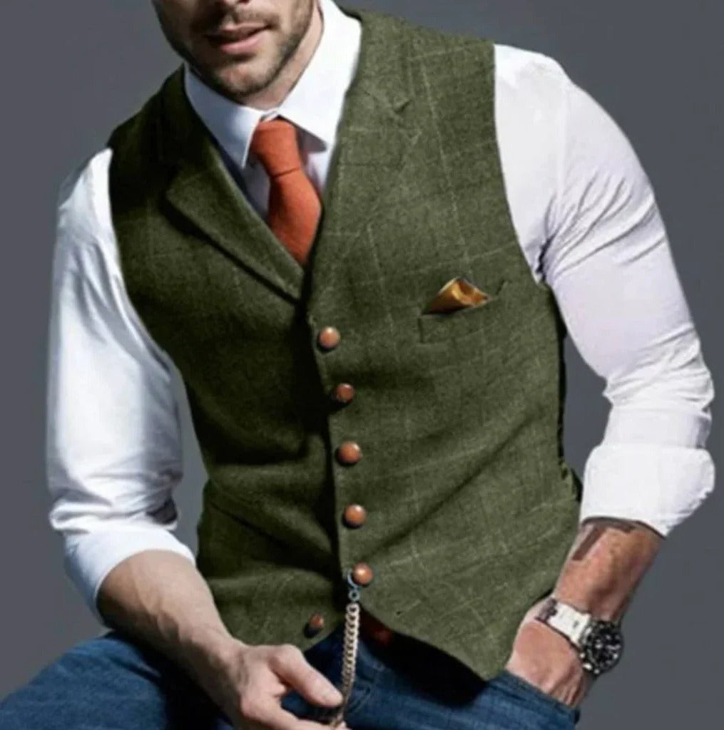 Men's Waistcoat with Six Button Closure and Slim Fit Tailoring
