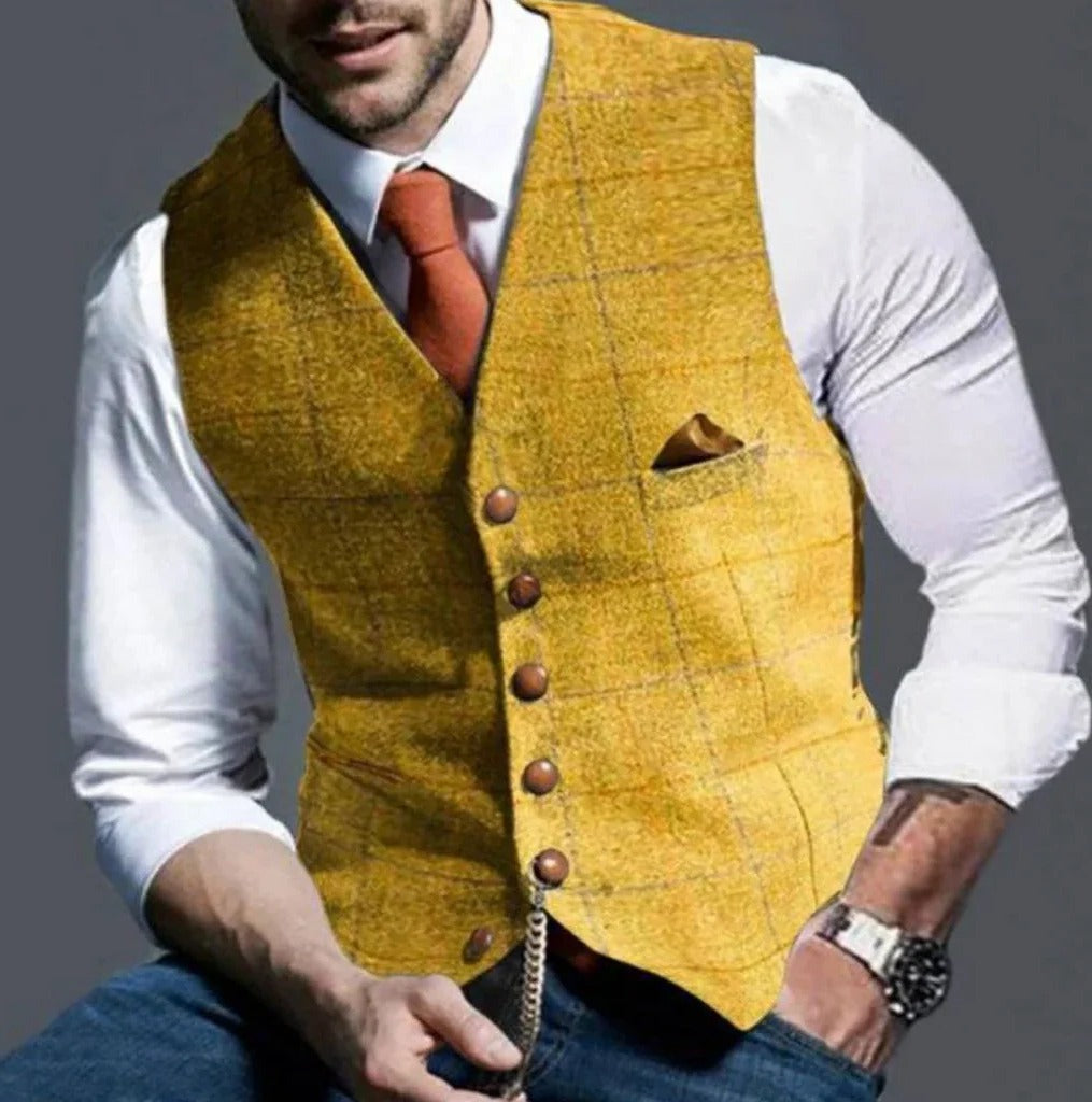 Men's Waistcoat with Six Button Closure and Slim Fit Tailoring