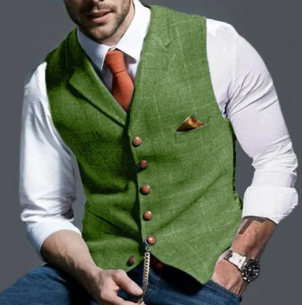 Men's Waistcoat with Six Button Closure and Slim Fit Tailoring