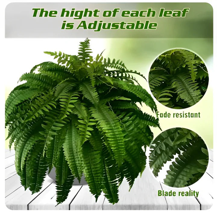 Artificial Fern Plant with UV Stabilized Polyethylene and 18 Branches, 27.5in Width