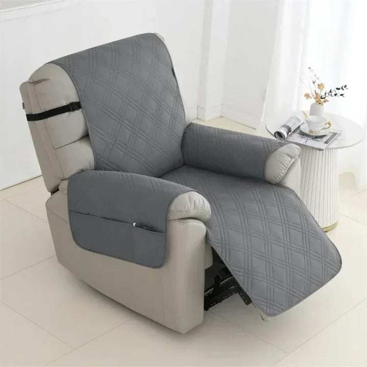 Quilted Recliner Slipcover with Waterproof Coating and Machine Washable Fabric