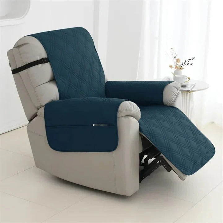 Quilted Recliner Slipcover with Waterproof Coating and Machine Washable Fabric