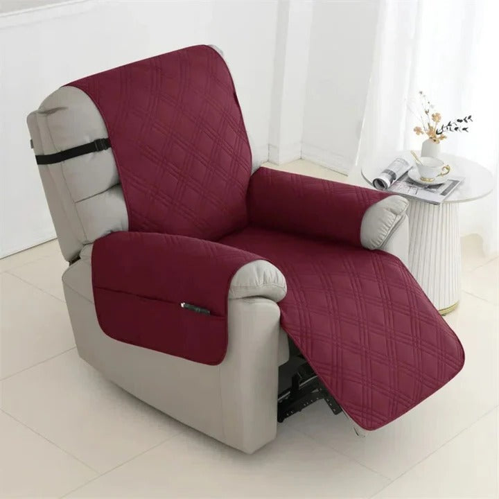 Quilted Recliner Slipcover with Waterproof Coating and Machine Washable Fabric