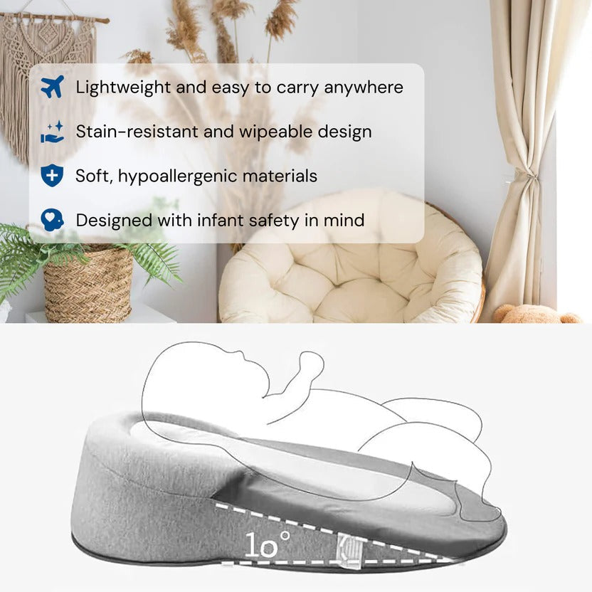 Reflux Relief Bed with Inclined Support and Head Cradle for Infants